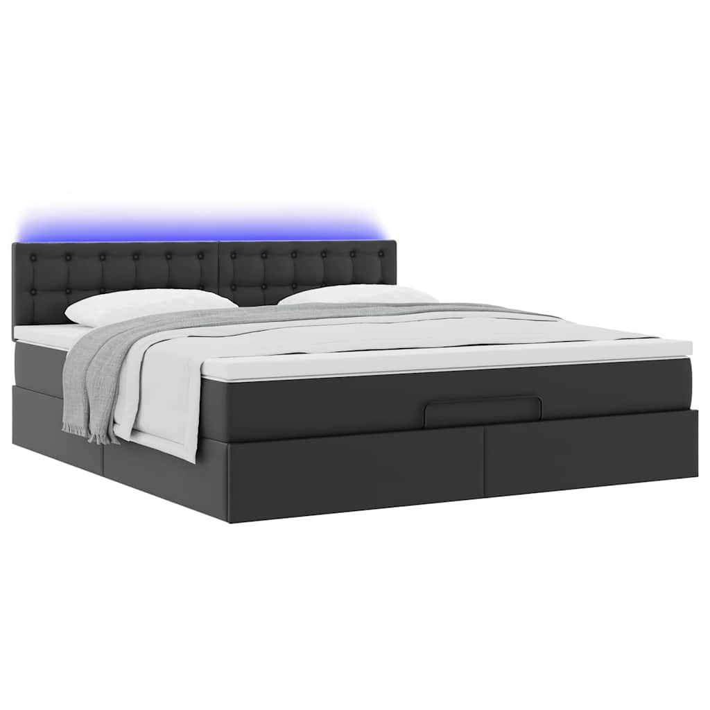 vidaXL Estructura cama otomana colchón cuero sintético negro 160x200cm