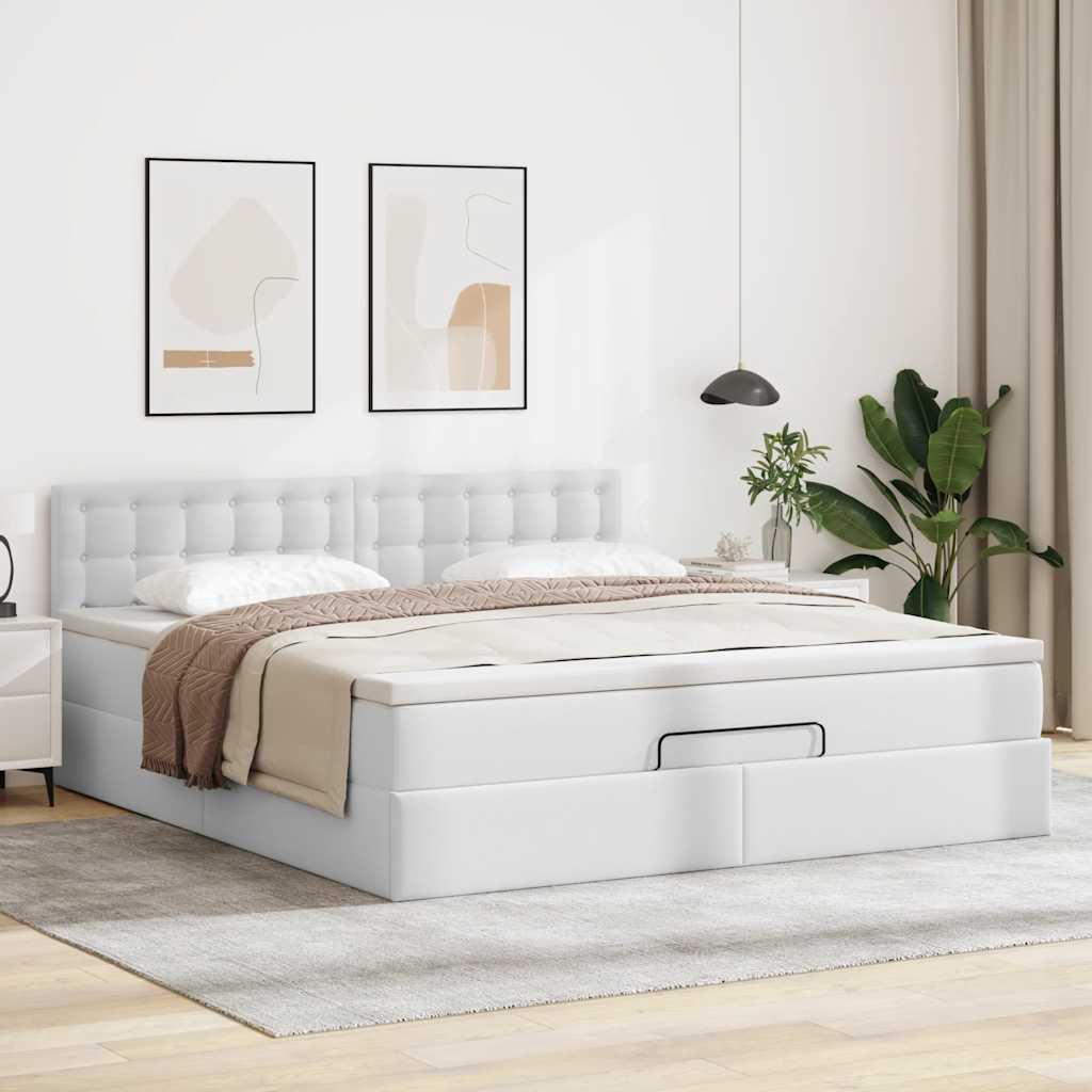 vidaXL Estructura cama otomana colchón blanco puro 180x200cm