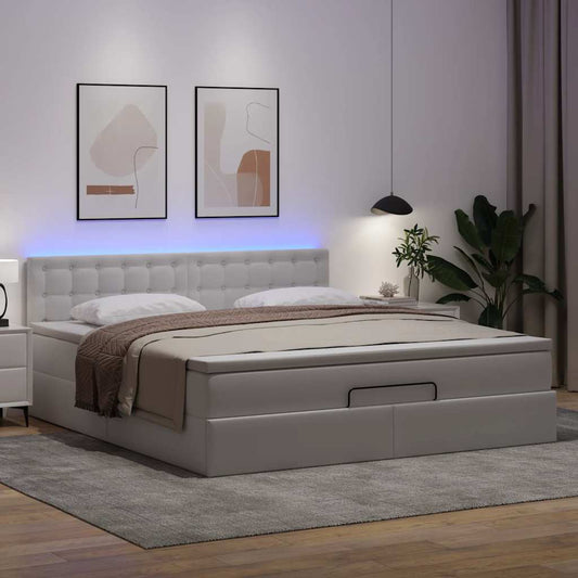 vidaXL Estructura cama otomana colchón blanco puro 180x200cm