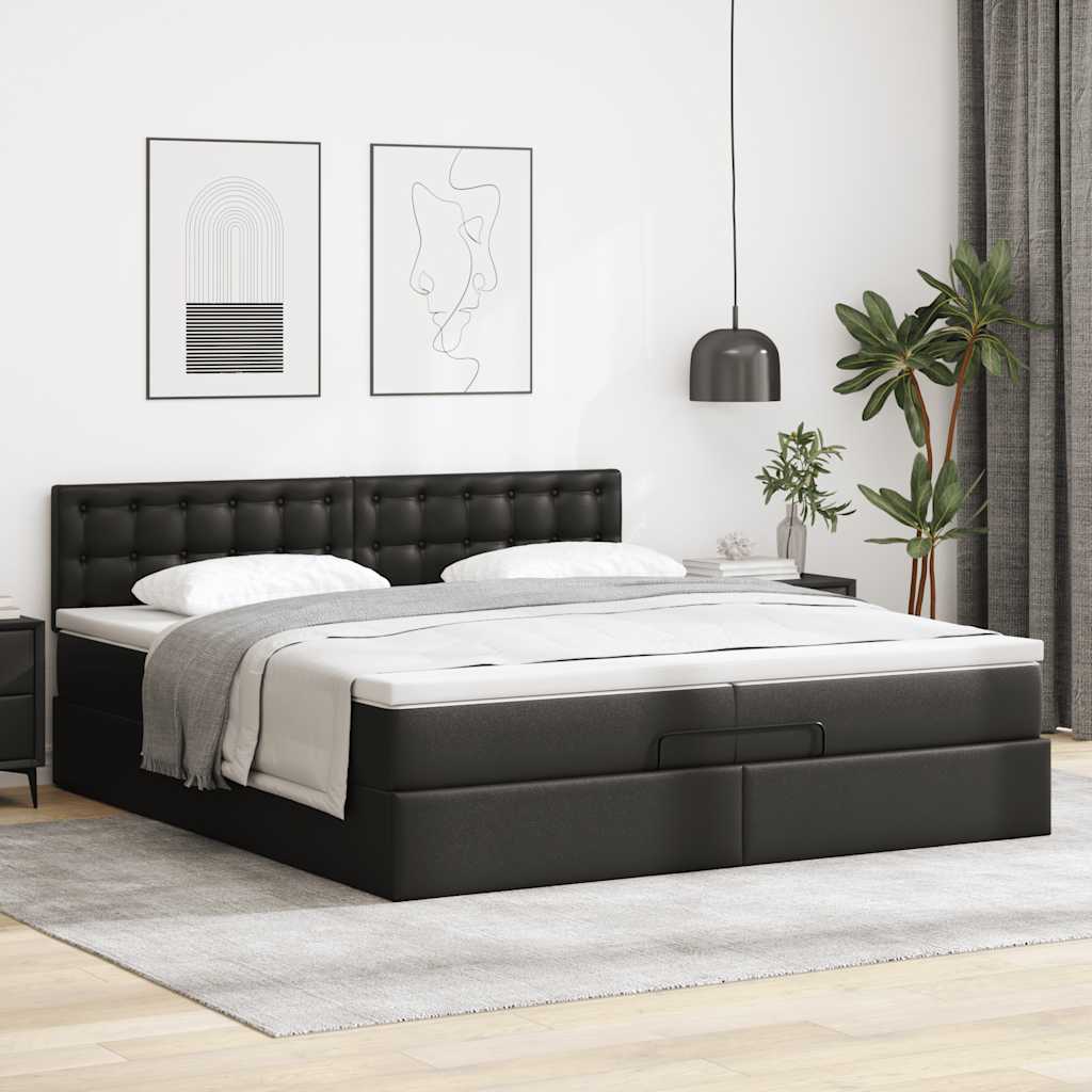 vidaXL Estructura de cama otomana con colchón cuero sintético negro