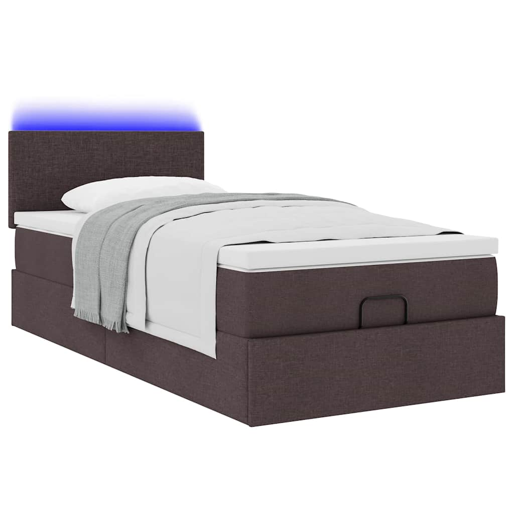 vidaXL Estructura cama otomana colchón tela marrón oscuro 80x200cm