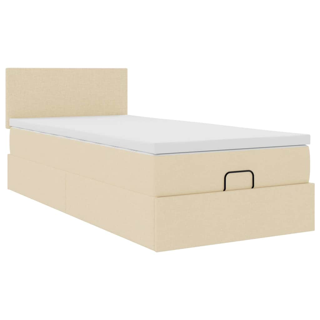 vidaXL Estructura de cama otomana con colchón tela crema 80x200cm