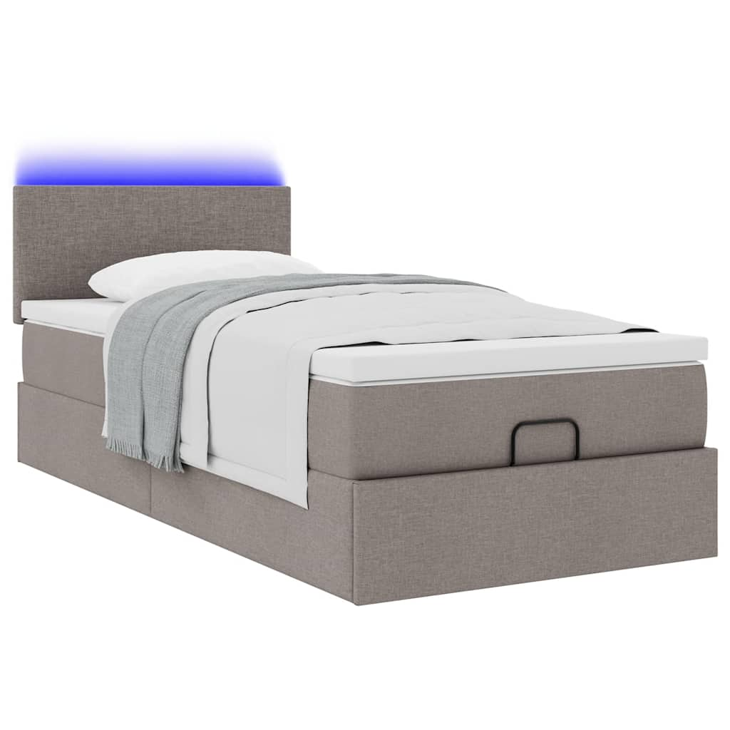 vidaXL Cama otomana con colchón topo 90x200 cm tela