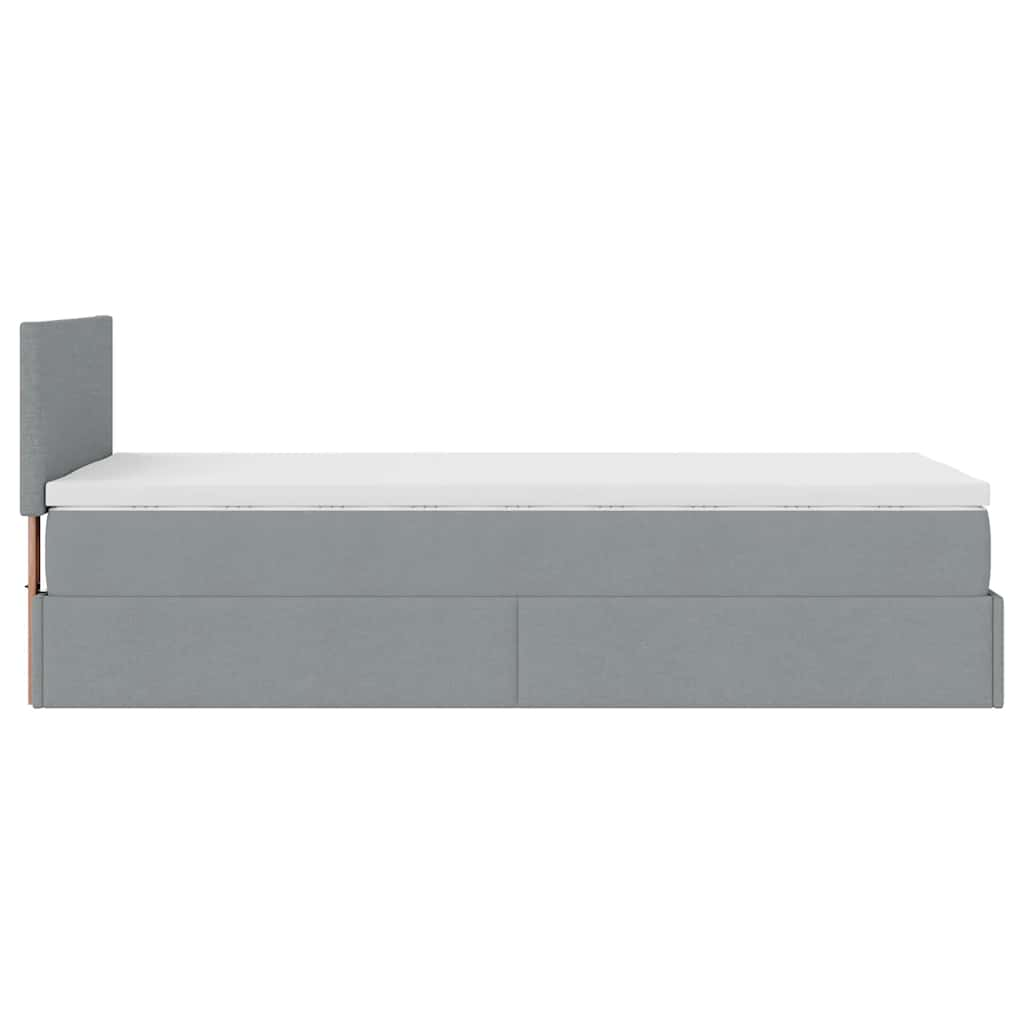 vidaXL Cama otomana con colchón gris claro 100x200 cm tela