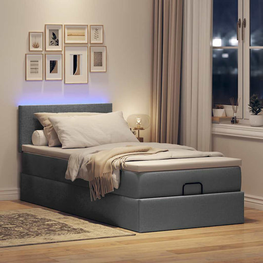 vidaXL Estructura cama otomana colchón tela gris oscuro