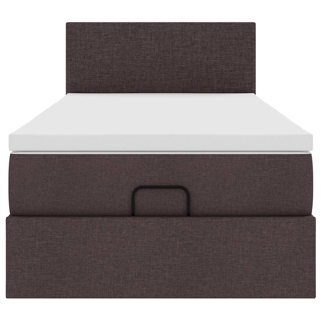 vidaXL Cama otomana con colchón marrón oscuro 100x200 cm tela