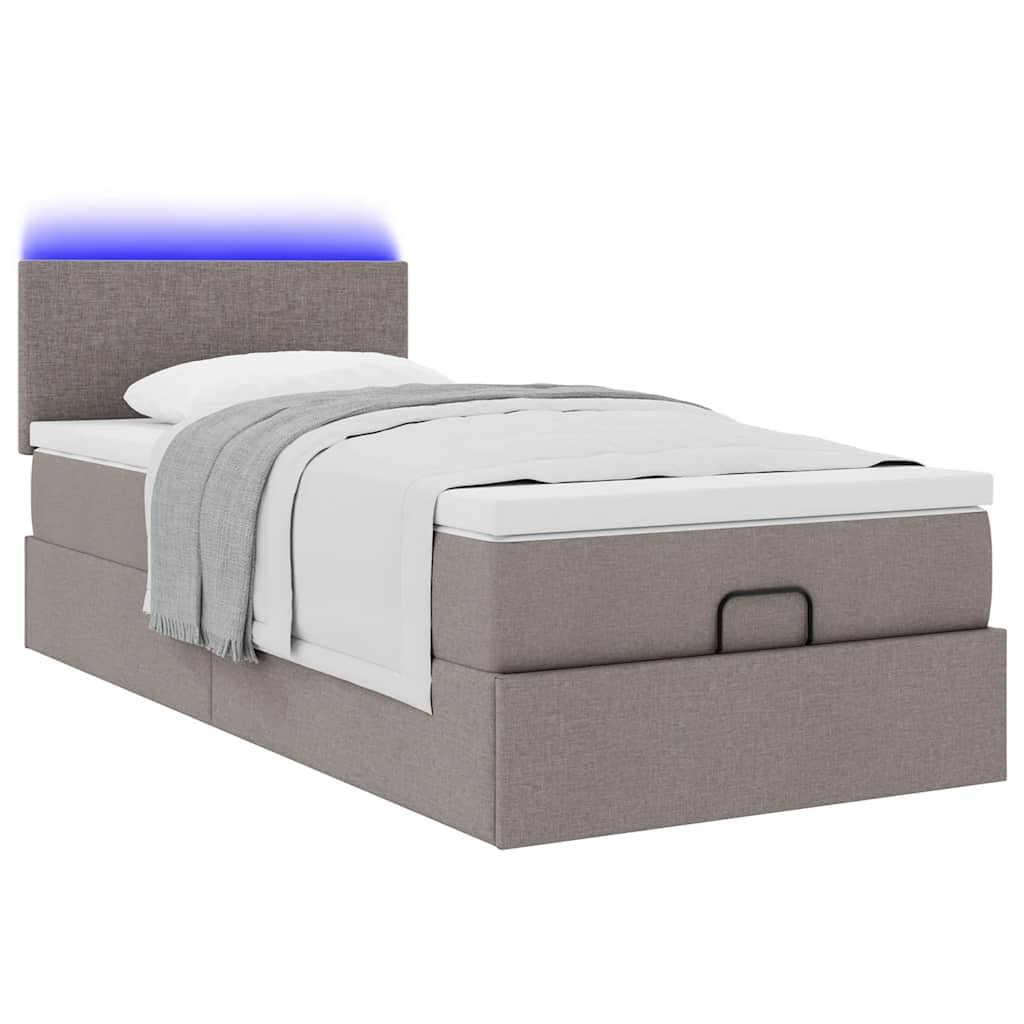 vidaXL Cama otomana con colchón tela gris pardo 100x200 cm