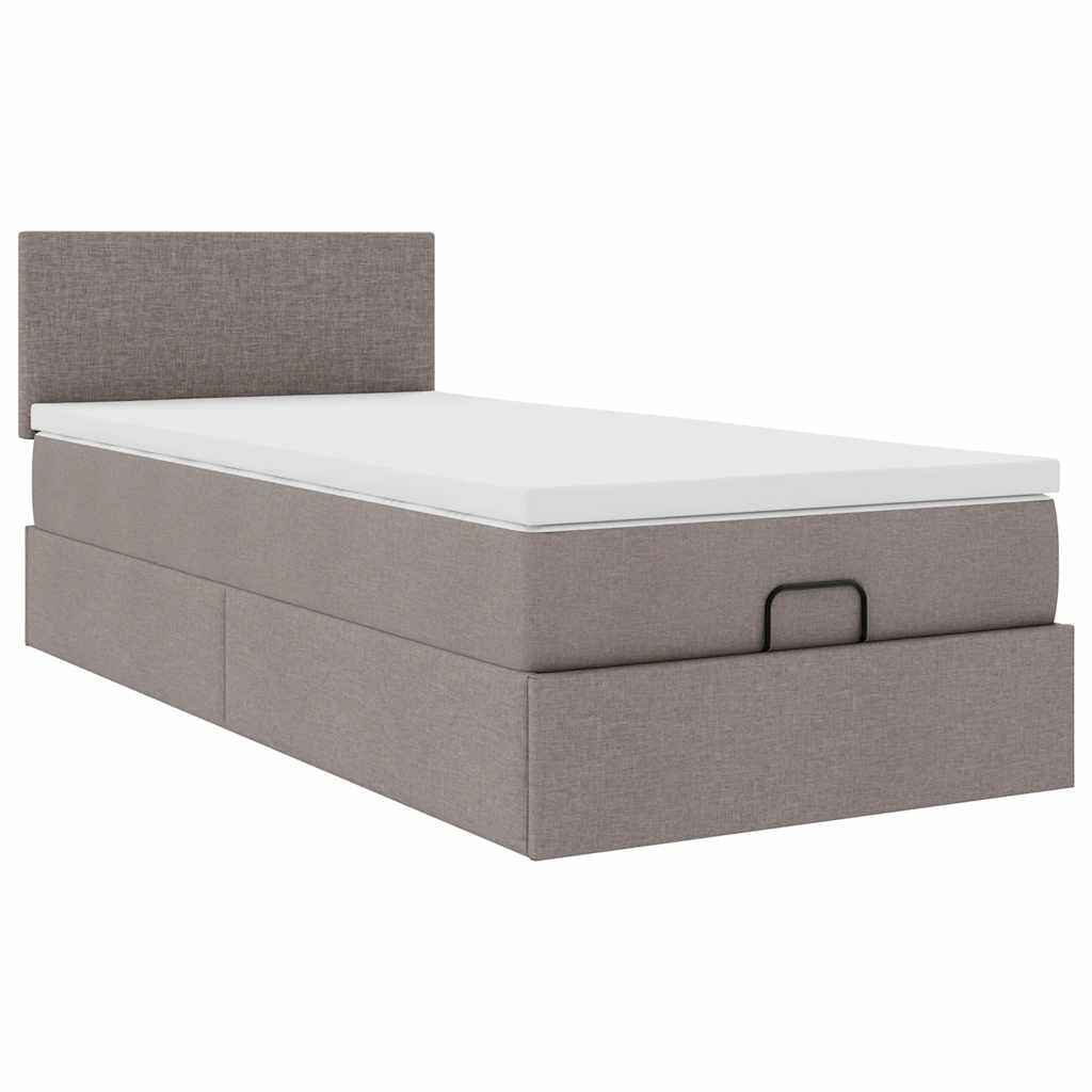 vidaXL Cama otomana con colchón tela gris pardo 100x200 cm