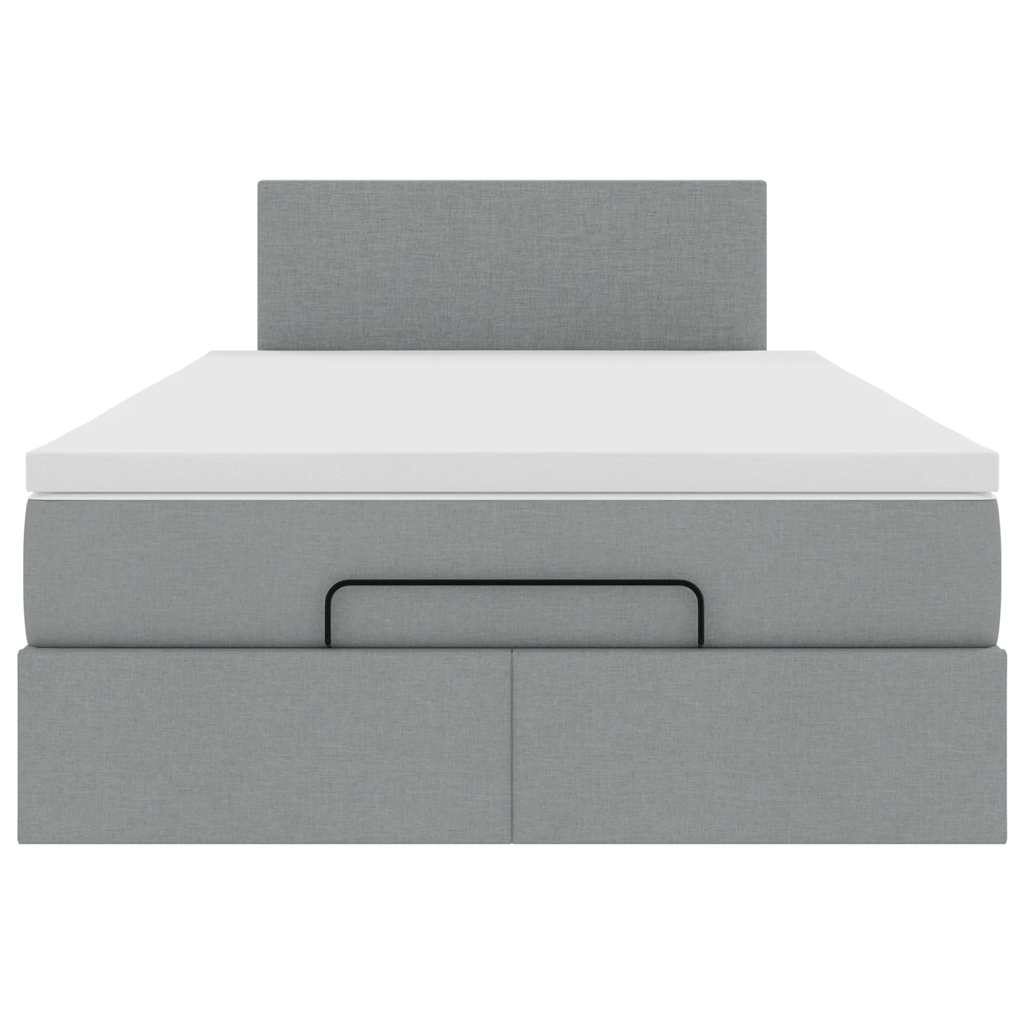 vidaXL Cama otomana con colchón gris claro 120x190 cm tela