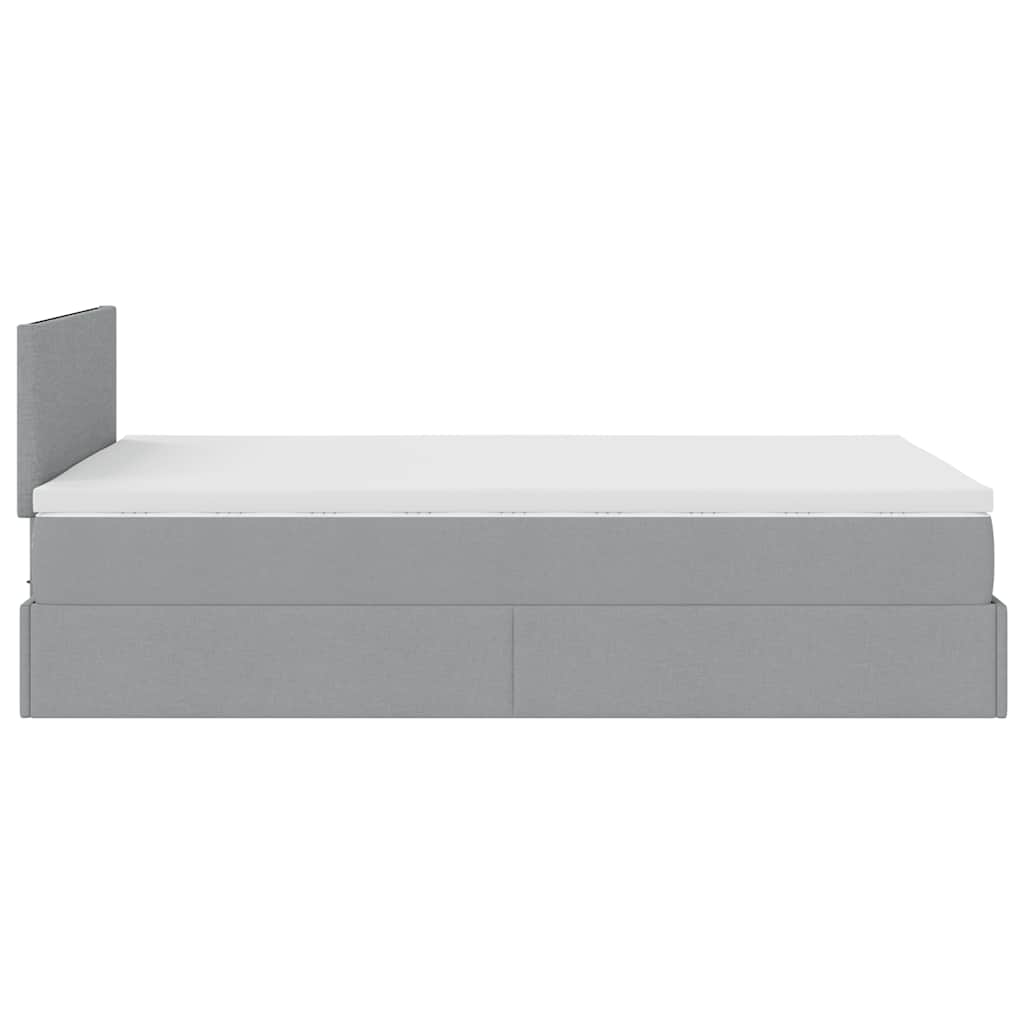 vidaXL Cama otomana con colchón gris claro 120x190 cm tela