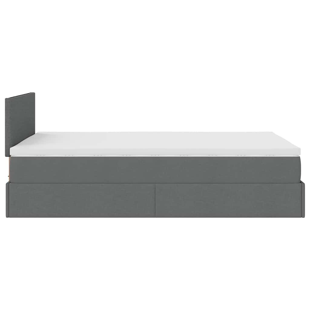 vidaXL Cama otomana con colchón gris oscuro 120x190 cm tela