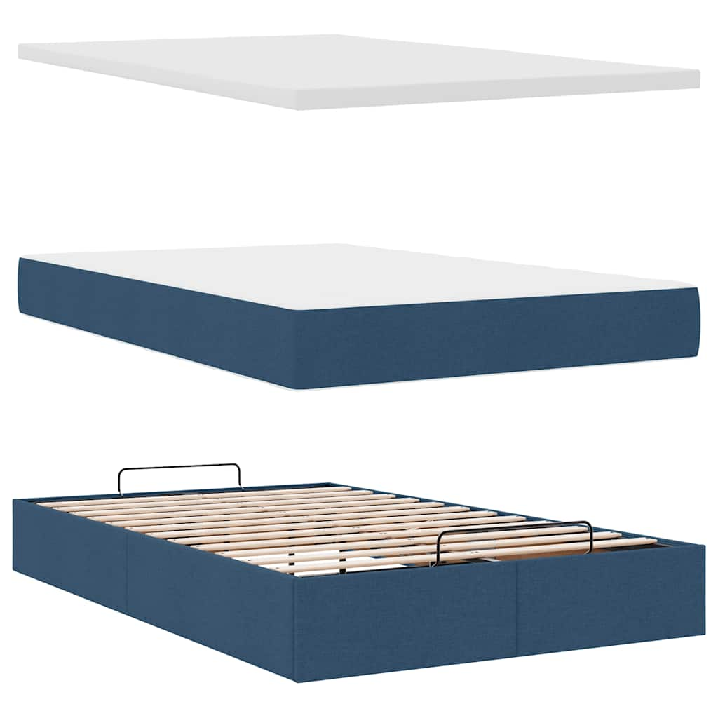 vidaXL Estructura de cama otomana colchón tela azul 120x190 cm