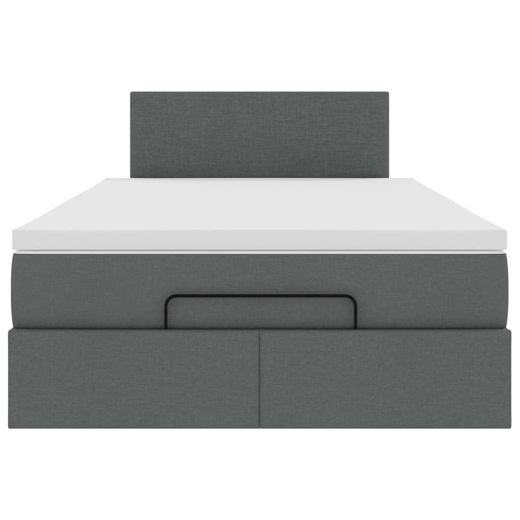 vidaXL Cama otomana con colchón gris oscuro 120x200 cm tela