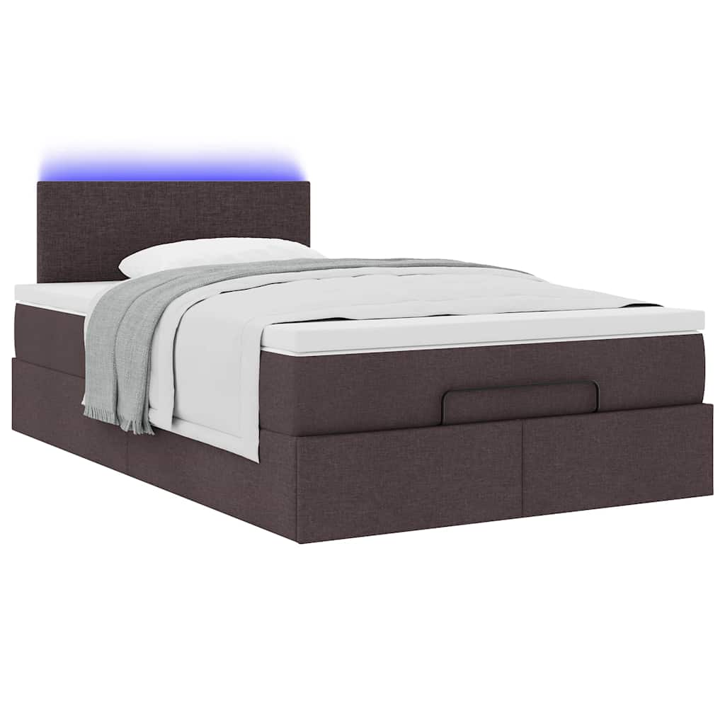 vidaXL Cama otomana con colchón marrón oscuro 120x200 cm tela