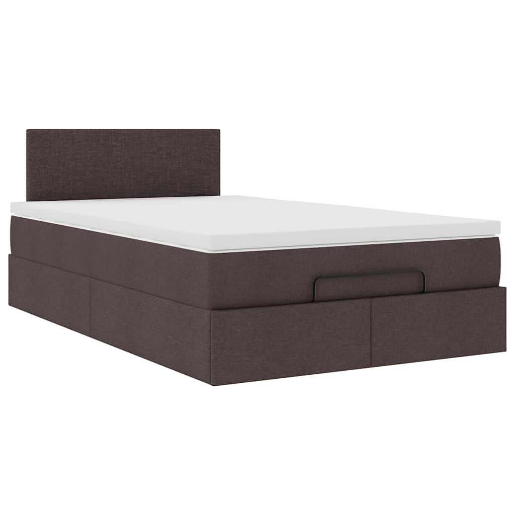 vidaXL Cama otomana con colchón marrón oscuro 120x200 cm tela