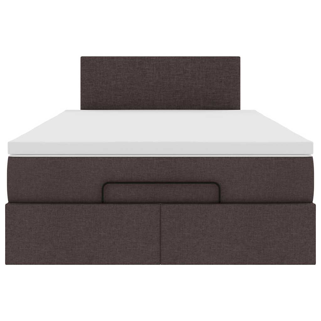 vidaXL Cama otomana con colchón marrón oscuro 120x200 cm tela