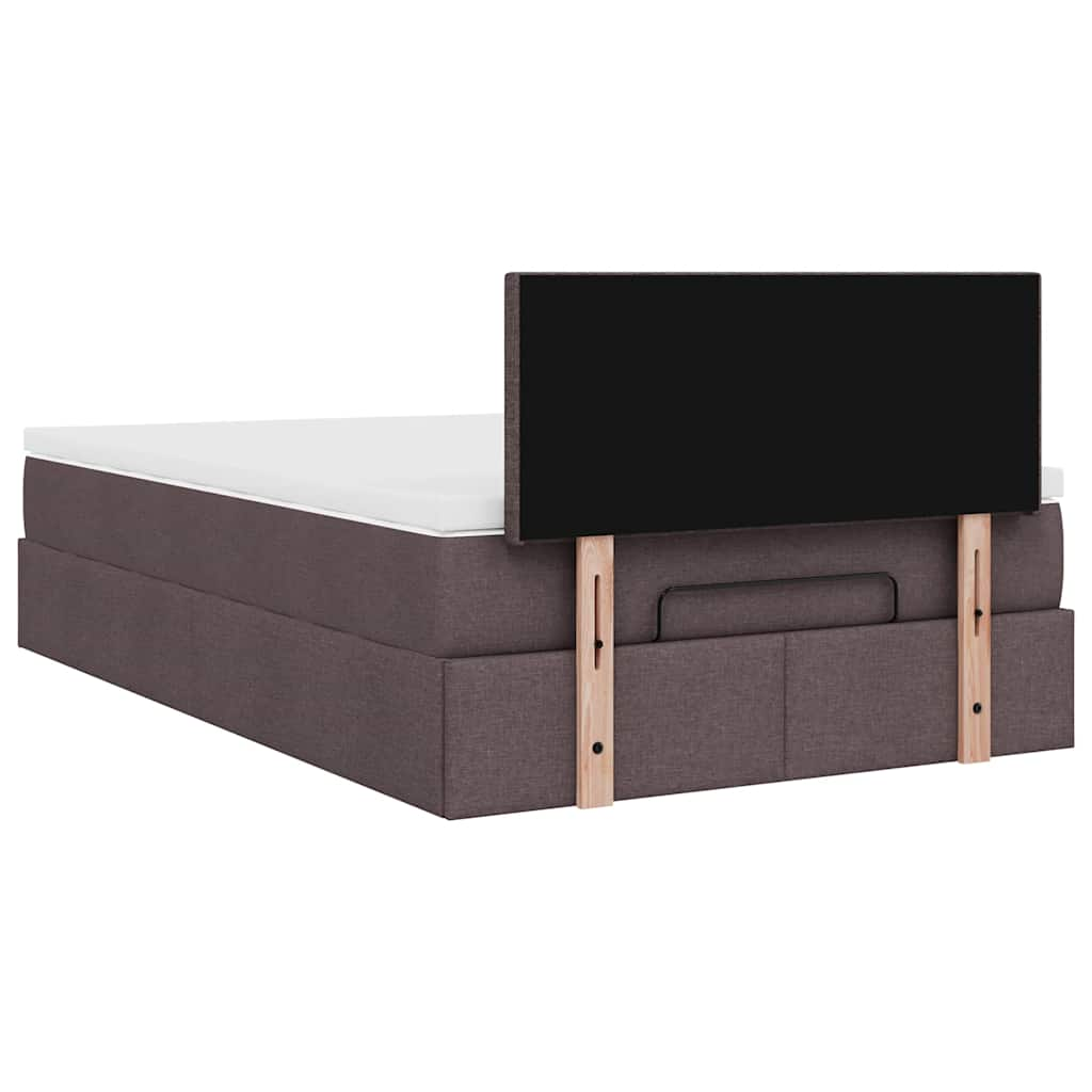 vidaXL Cama otomana con colchón marrón oscuro 120x200 cm tela