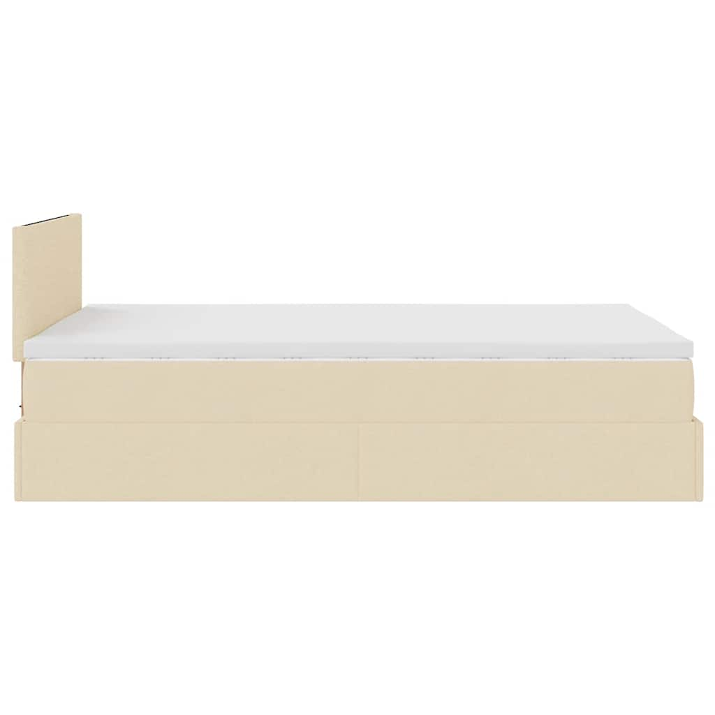 vidaXL Estructura de cama otomana con colchón tela crema 120x200 cm