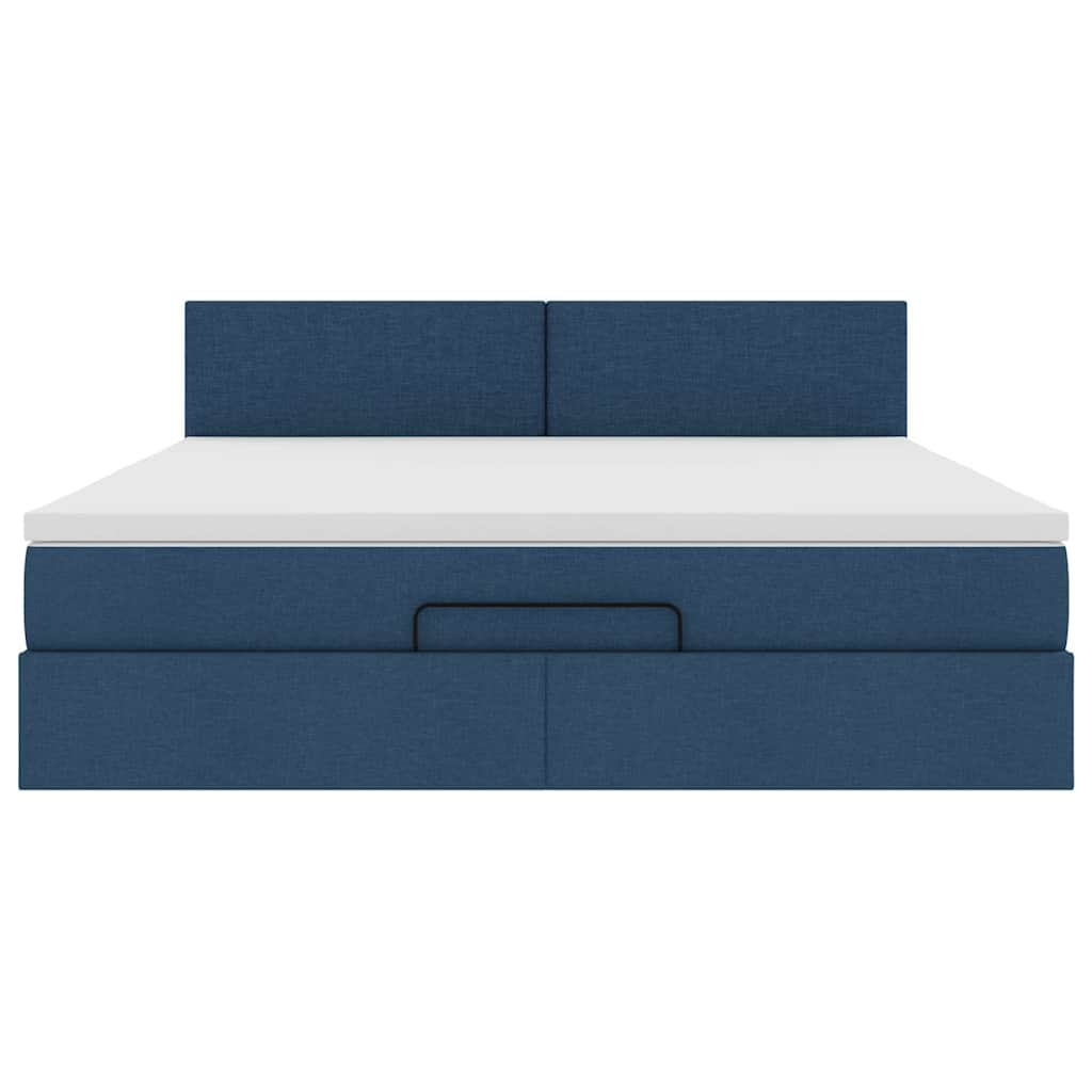 vidaXL Estructura de cama otomana con colchón tela azul 160x200 cm