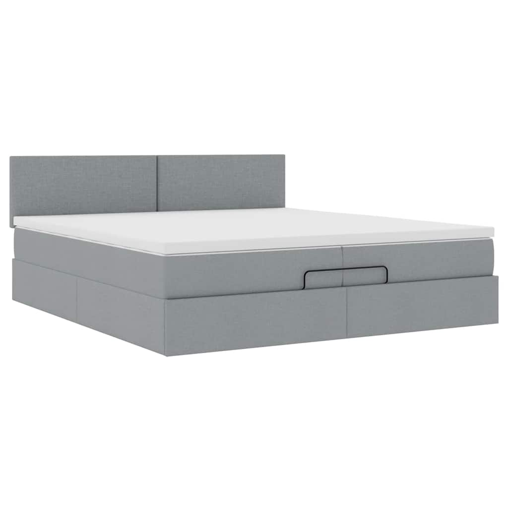 vidaXL Estructura de cama otomana colchones tela gris claro 200x200cm