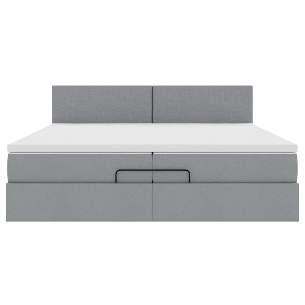 vidaXL Estructura de cama otomana colchones tela gris claro 200x200cm