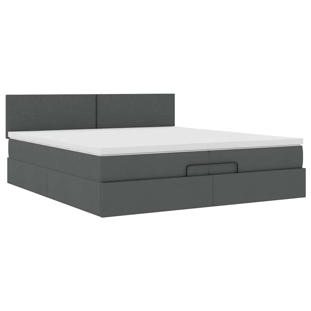 vidaXL Estructura cama otomana colchones tela gris oscuro 200x200cm