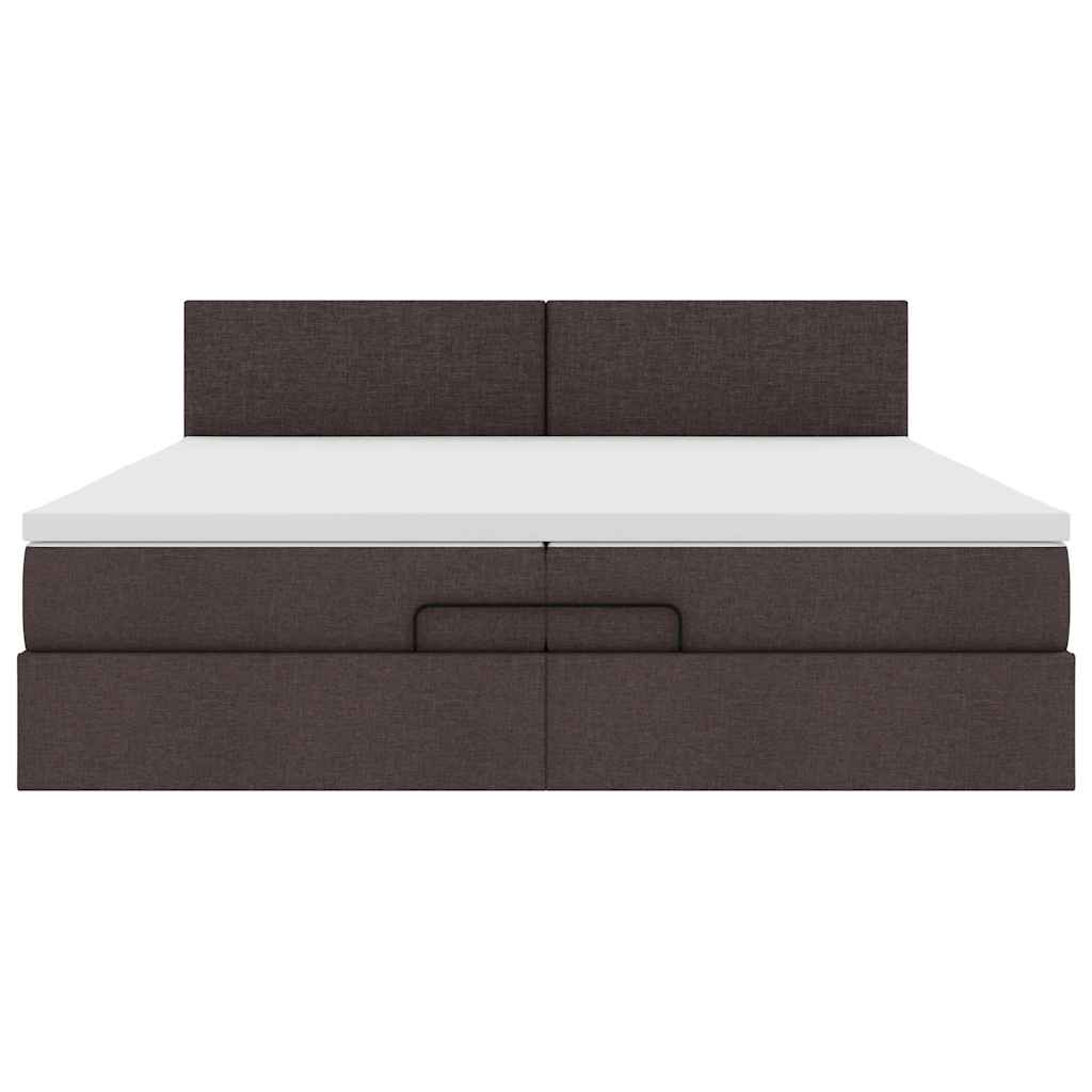 vidaXL Estructura cama otomana colchones tela marrón oscuro 200x200cm