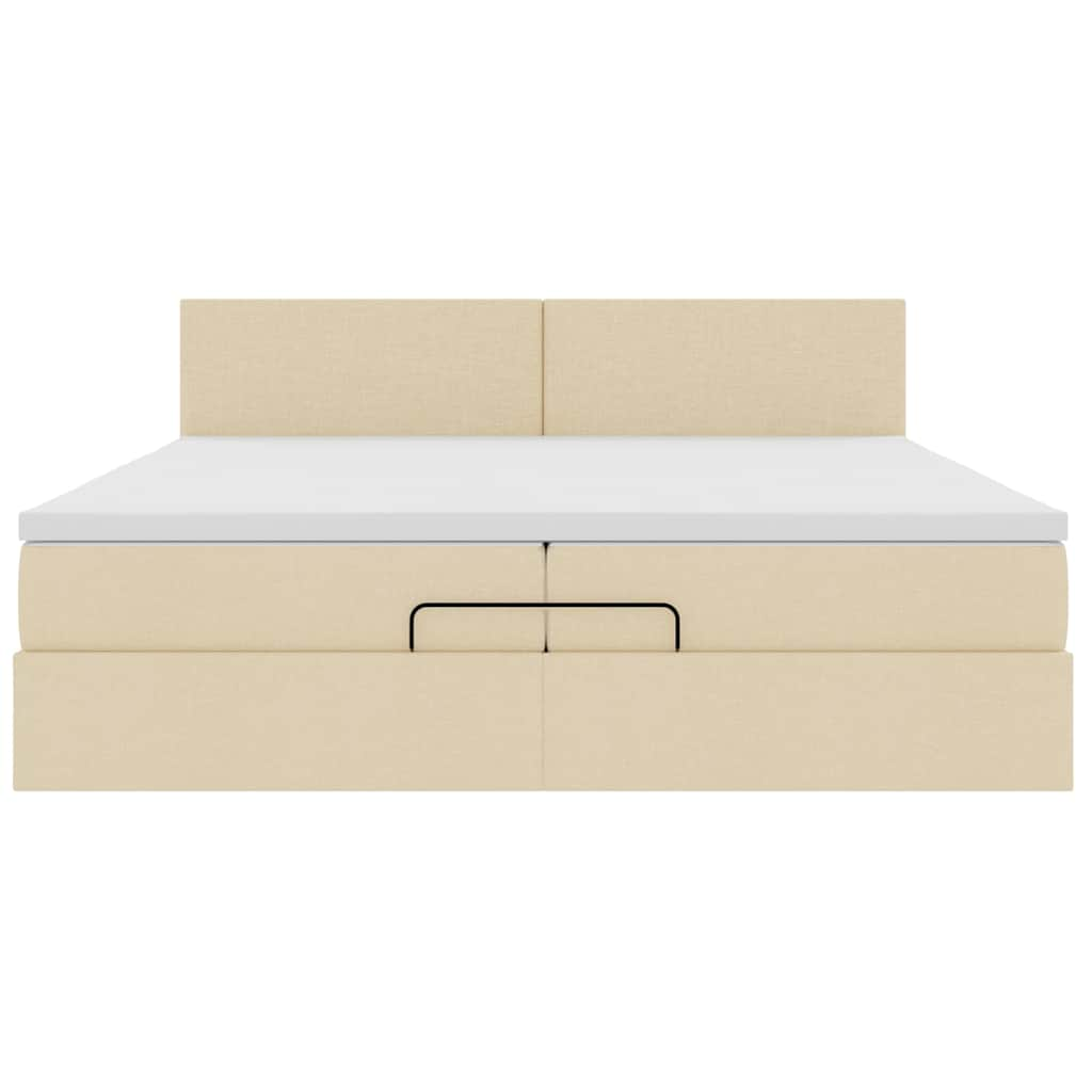 vidaXL Estructura de cama otomana con colchones tela crema 200x200cm