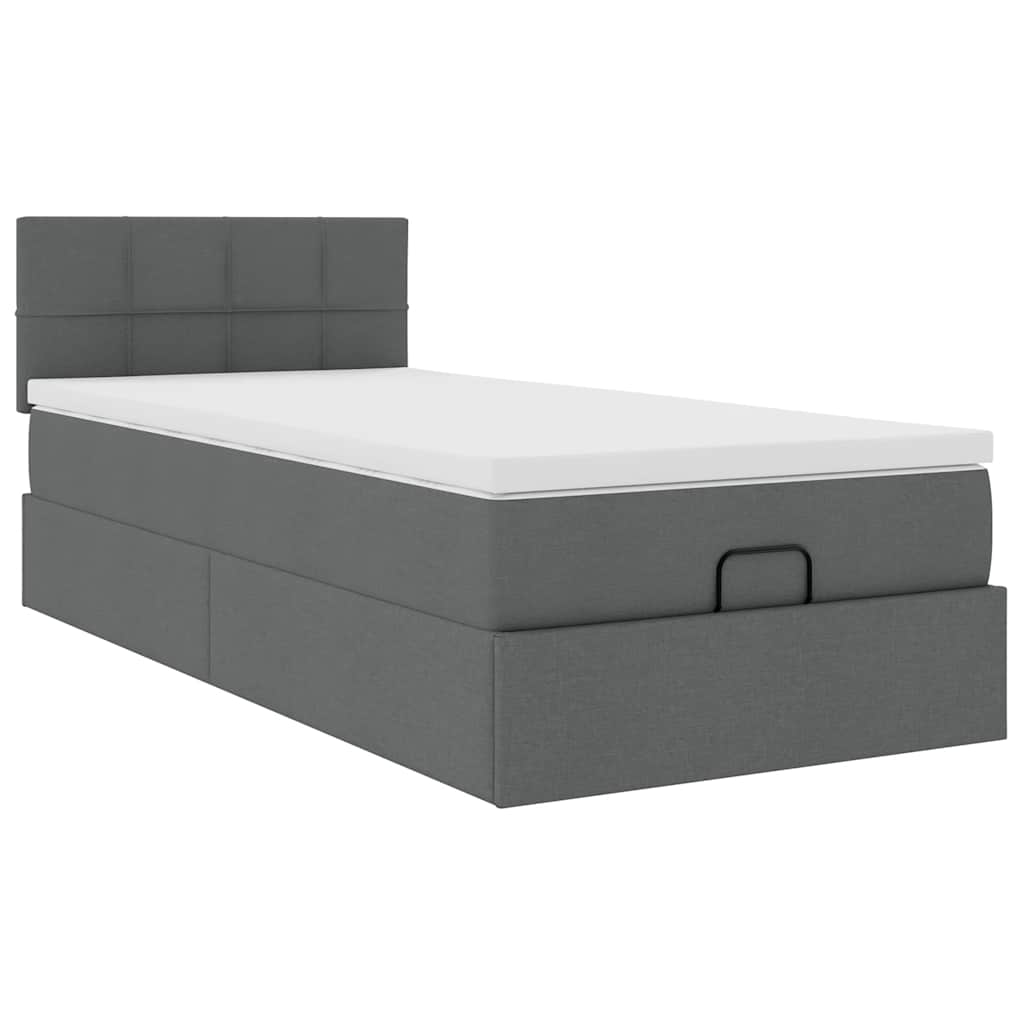 vidaXL Estructura cama otomana colchón tela gris oscuro 80x200cm