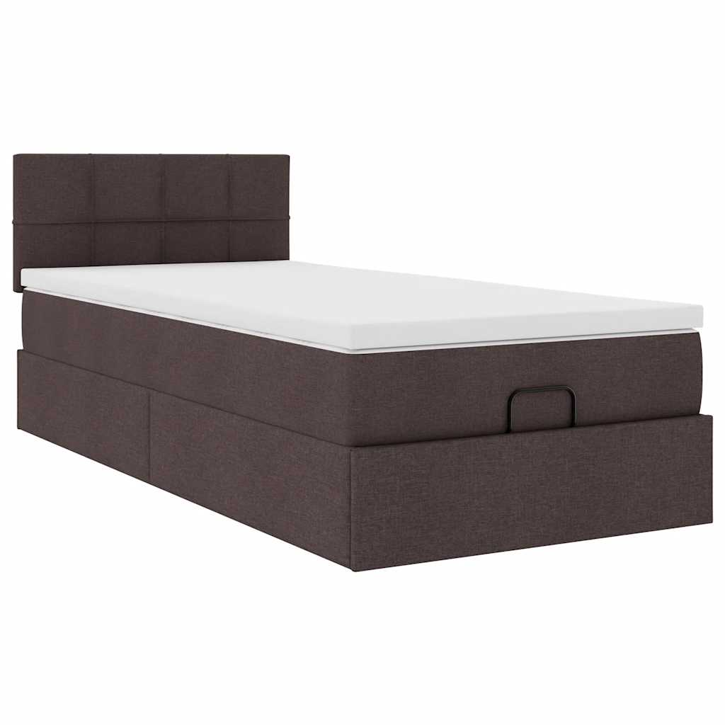 vidaXL Estructura cama otomana colchón tela marrón oscuro 80x200cm