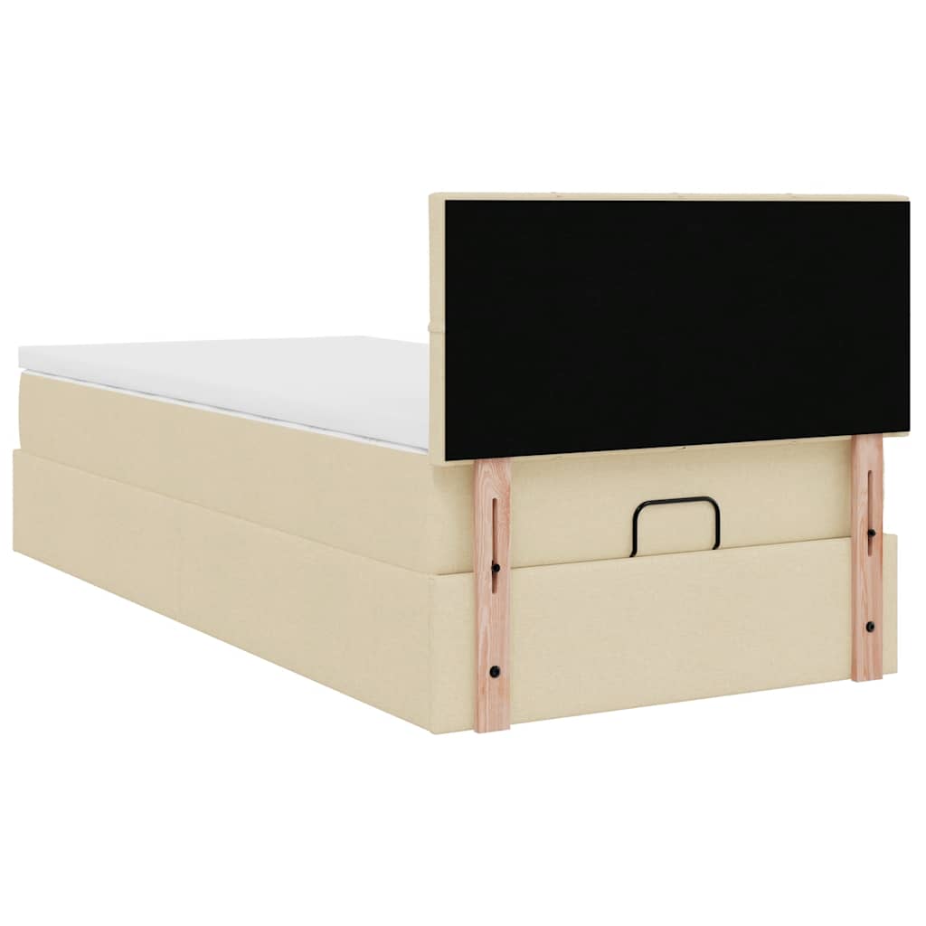 vidaXL Estructura de cama otomana con colchón tela crema 80x200cm