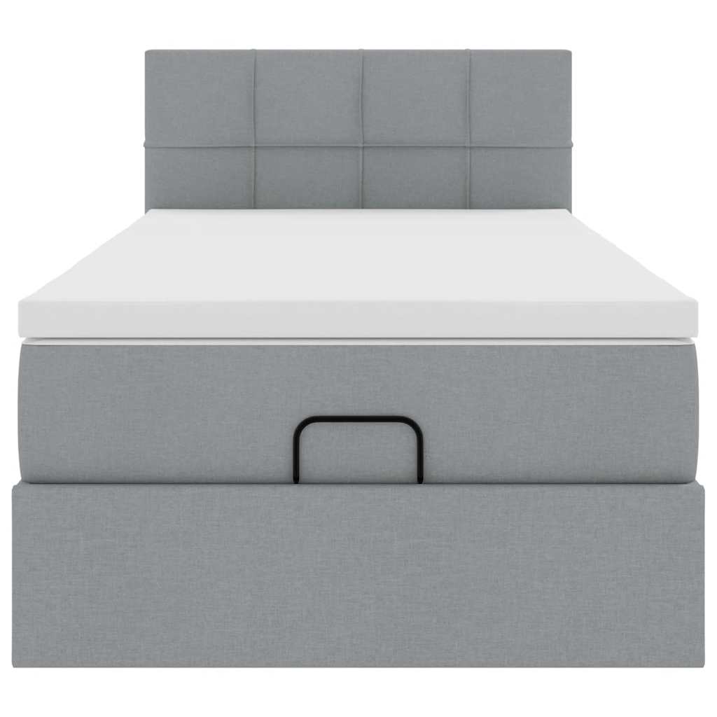 vidaXL Estructura de cama otomana con colchón tela gris claro 90x190cm