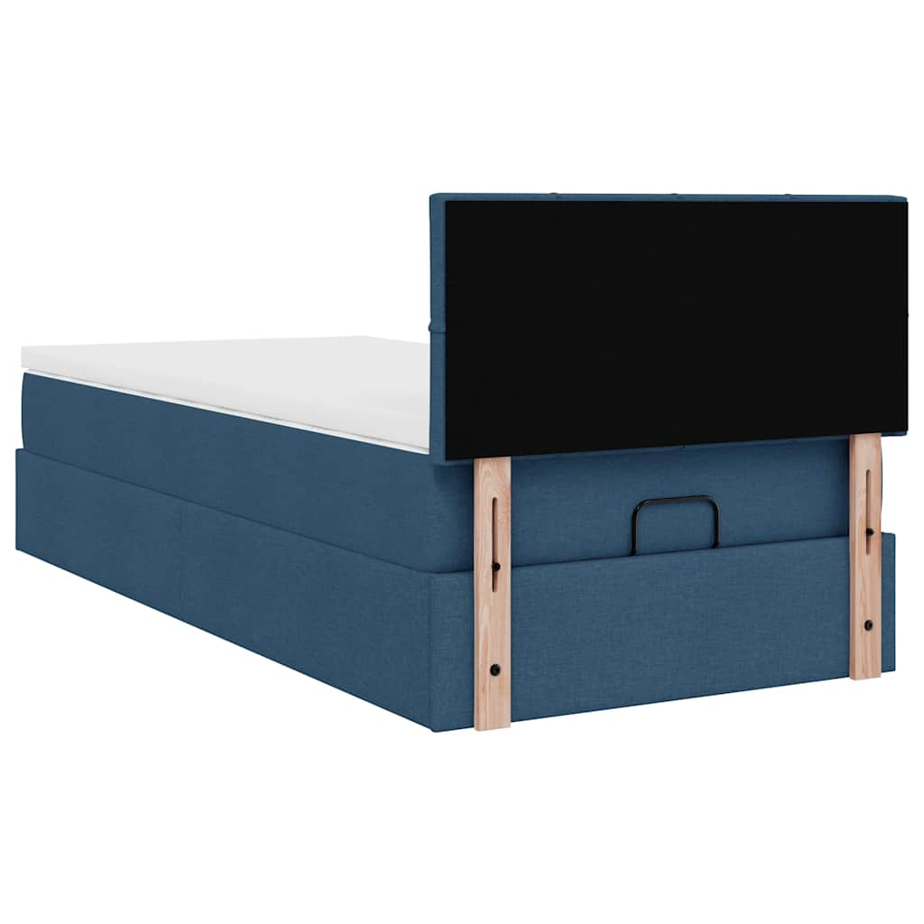 vidaXL Estructura de cama otomana con colchón tela azul 90x190 cm