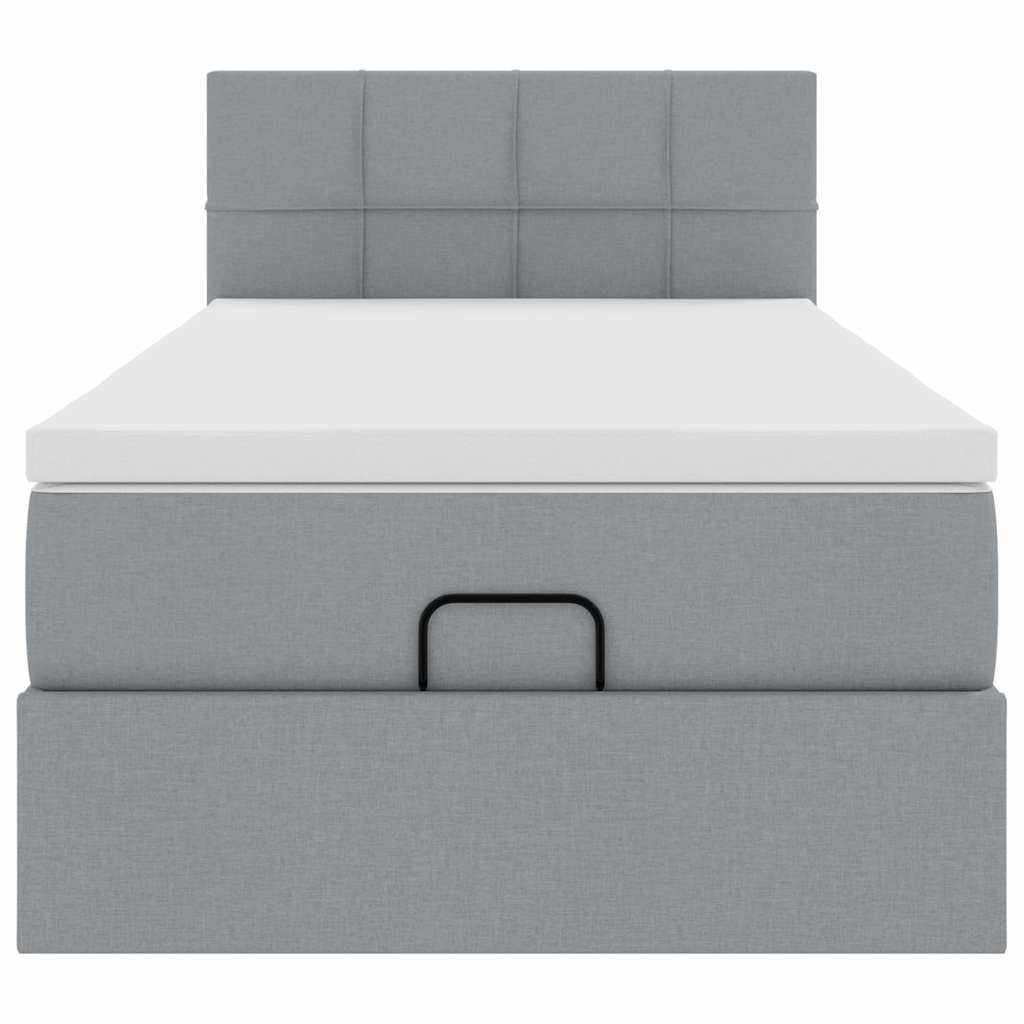 vidaXL Cama otomana con colchón gris claro 90x200 cm tela