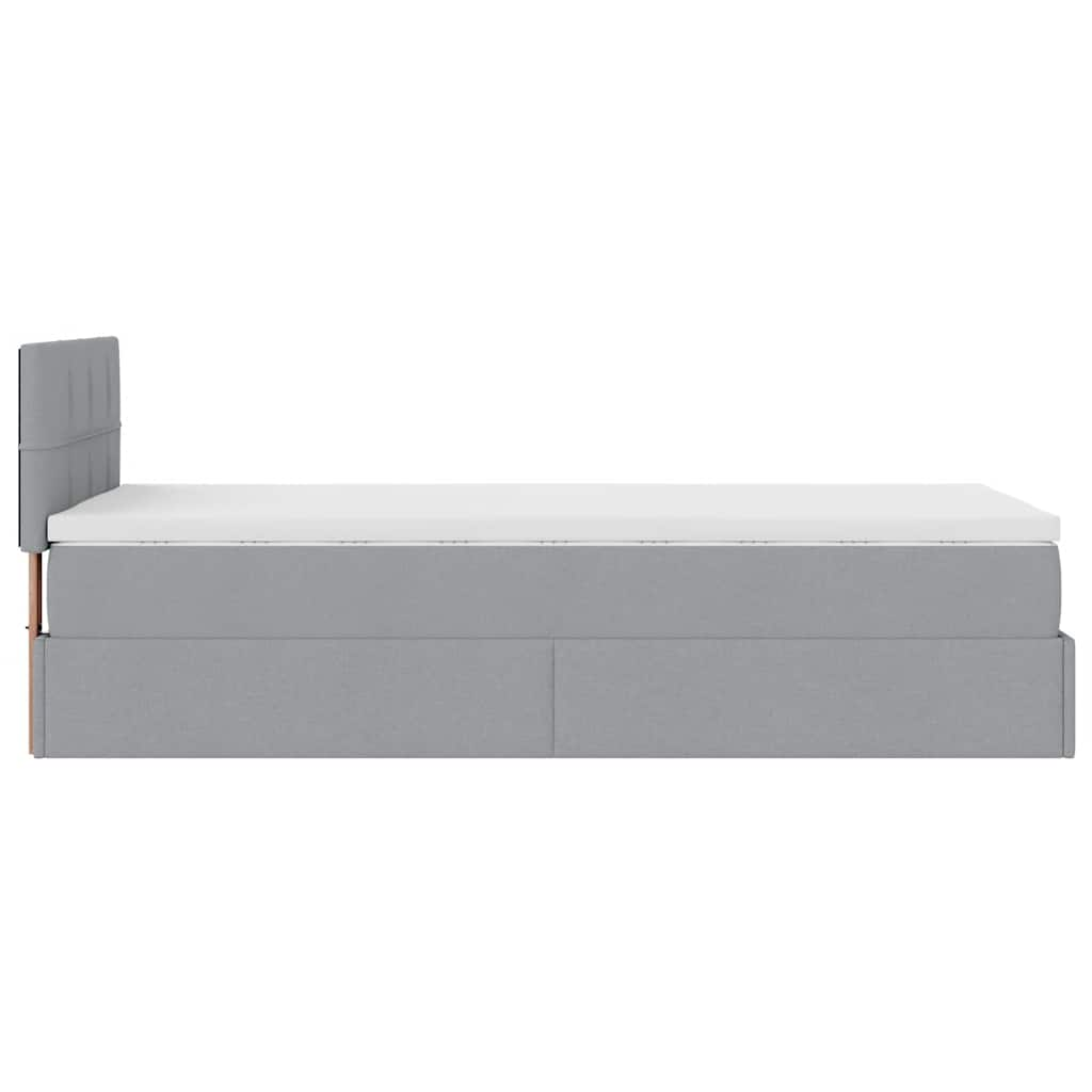 vidaXL Cama otomana con colchón gris claro 90x200 cm tela