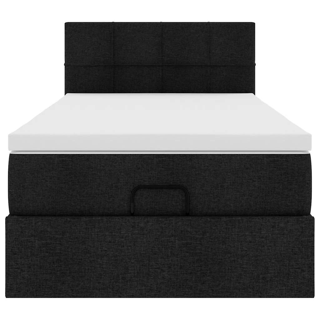 vidaXL Cama otomana con colchón negra 90x200 cm tela