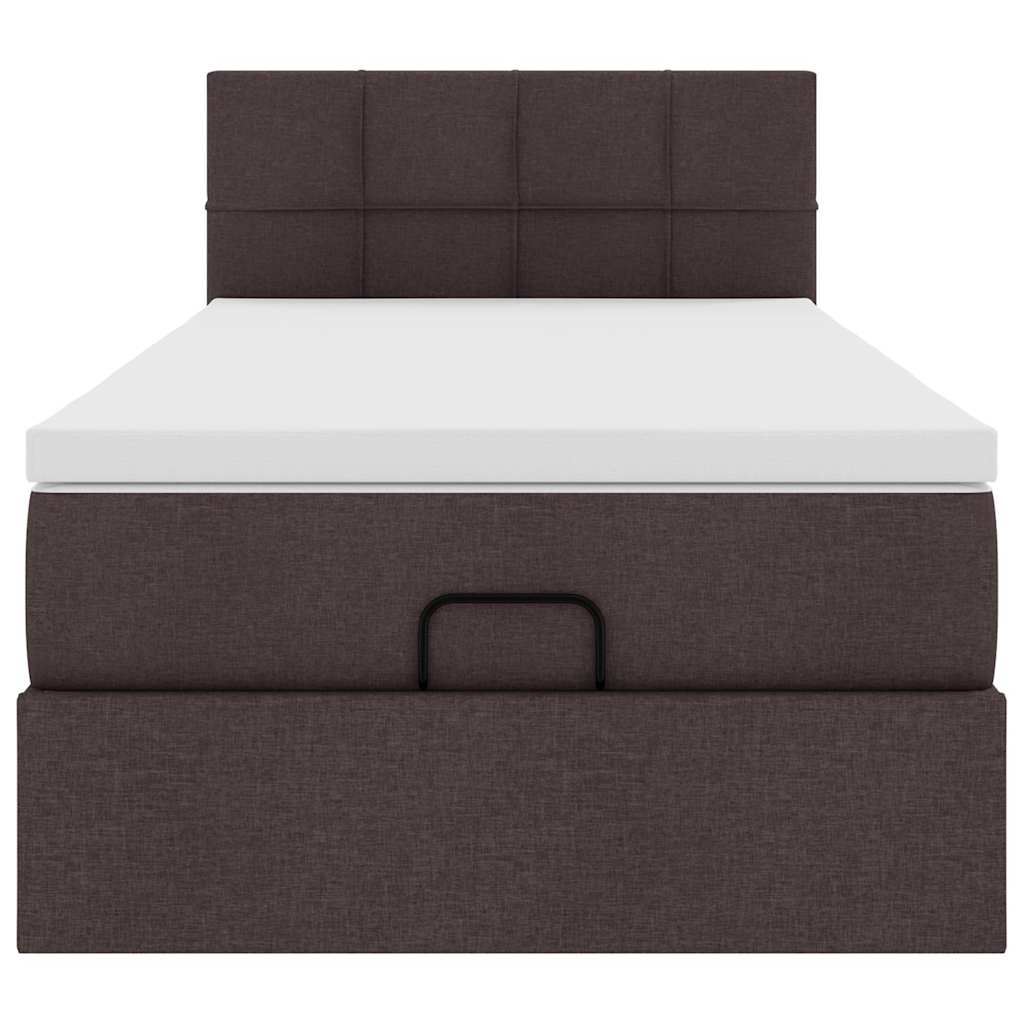 vidaXL Cama otomana con colchón marrón oscuro 90x200 cm tela