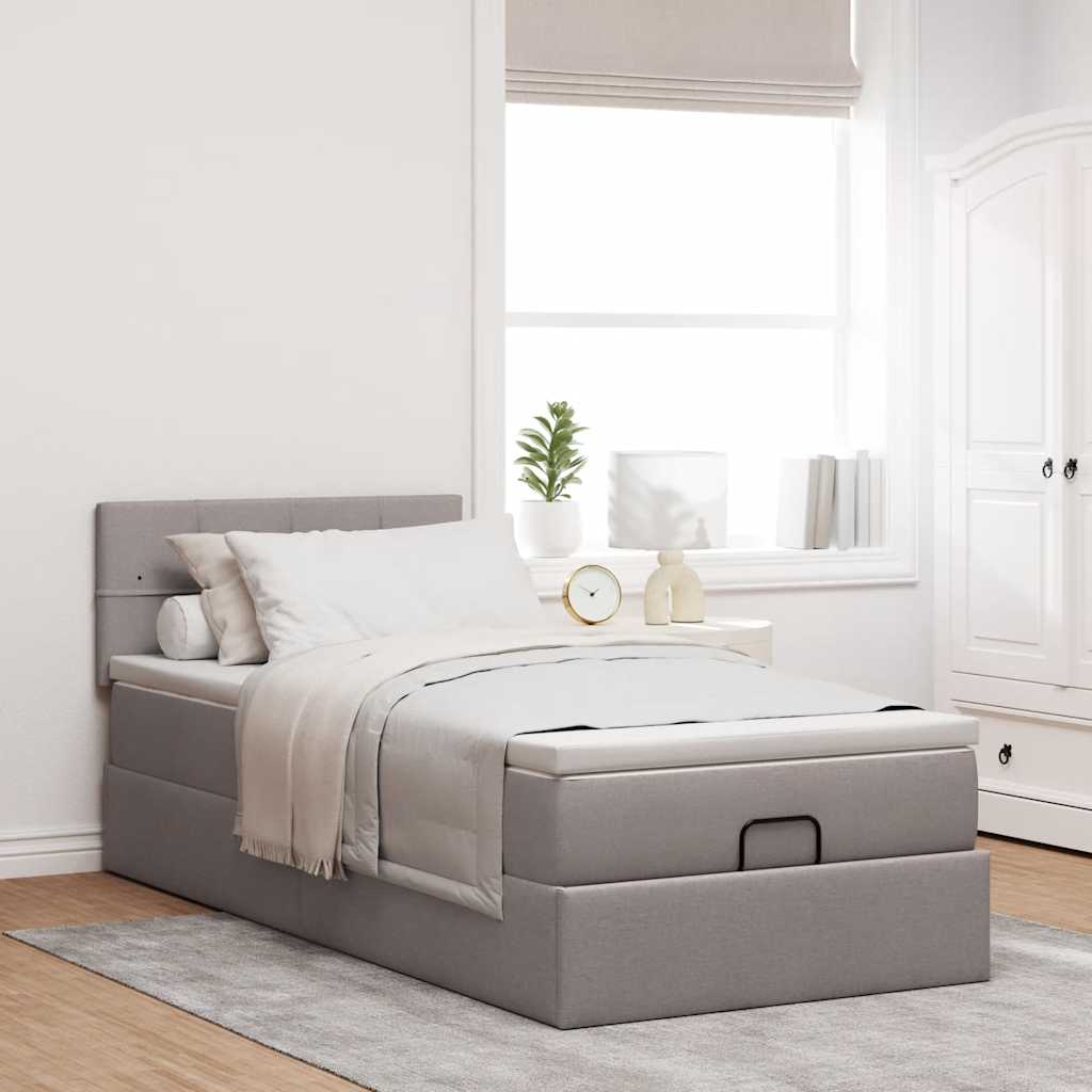 vidaXL Cama otomana con colchón topo 90x200 cm tela