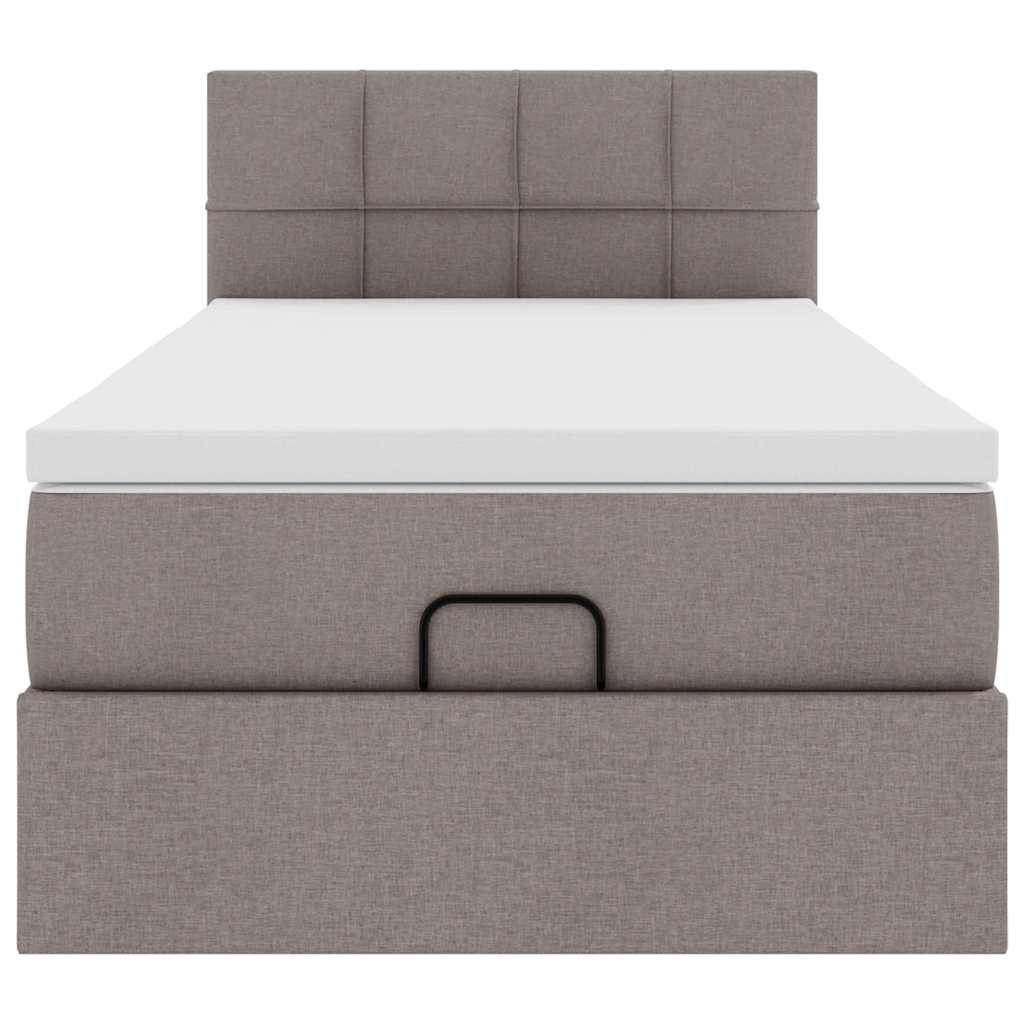 vidaXL Cama otomana con colchón topo 90x200 cm tela