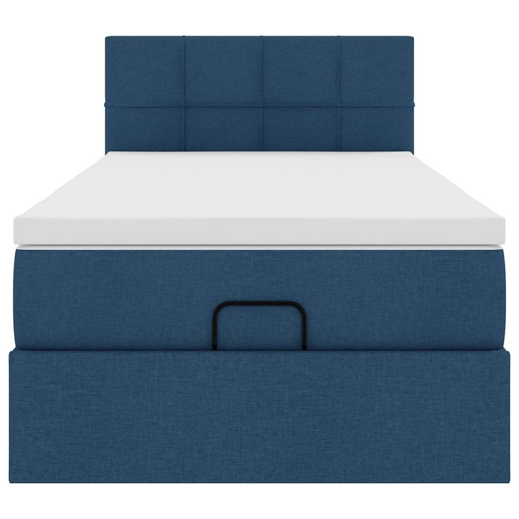 vidaXL Cama otomana con colchón azul 90x200 cm tela