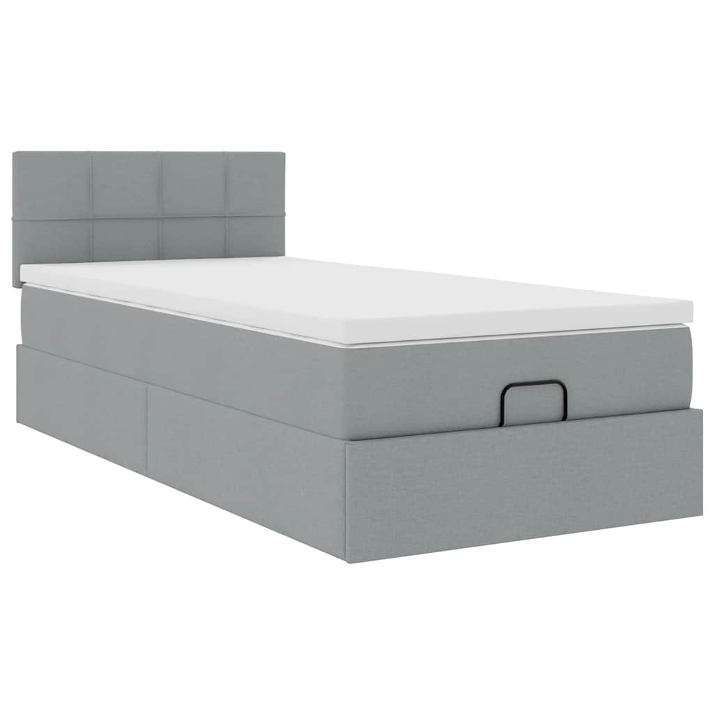 vidaXL Cama otomana con colchón gris claro 100x200 cm tela