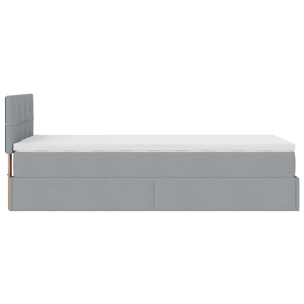 vidaXL Cama otomana con colchón gris claro 100x200 cm tela