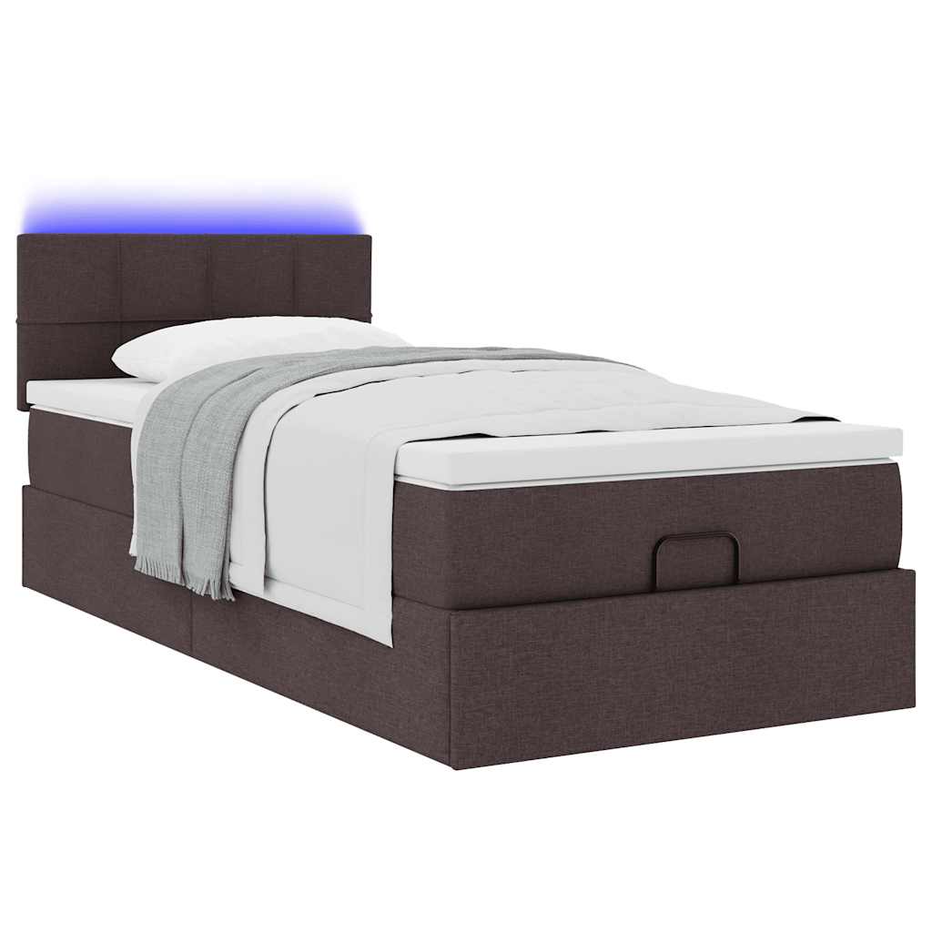 vidaXL Cama otomana con colchón marrón oscuro 100x200 cm tela