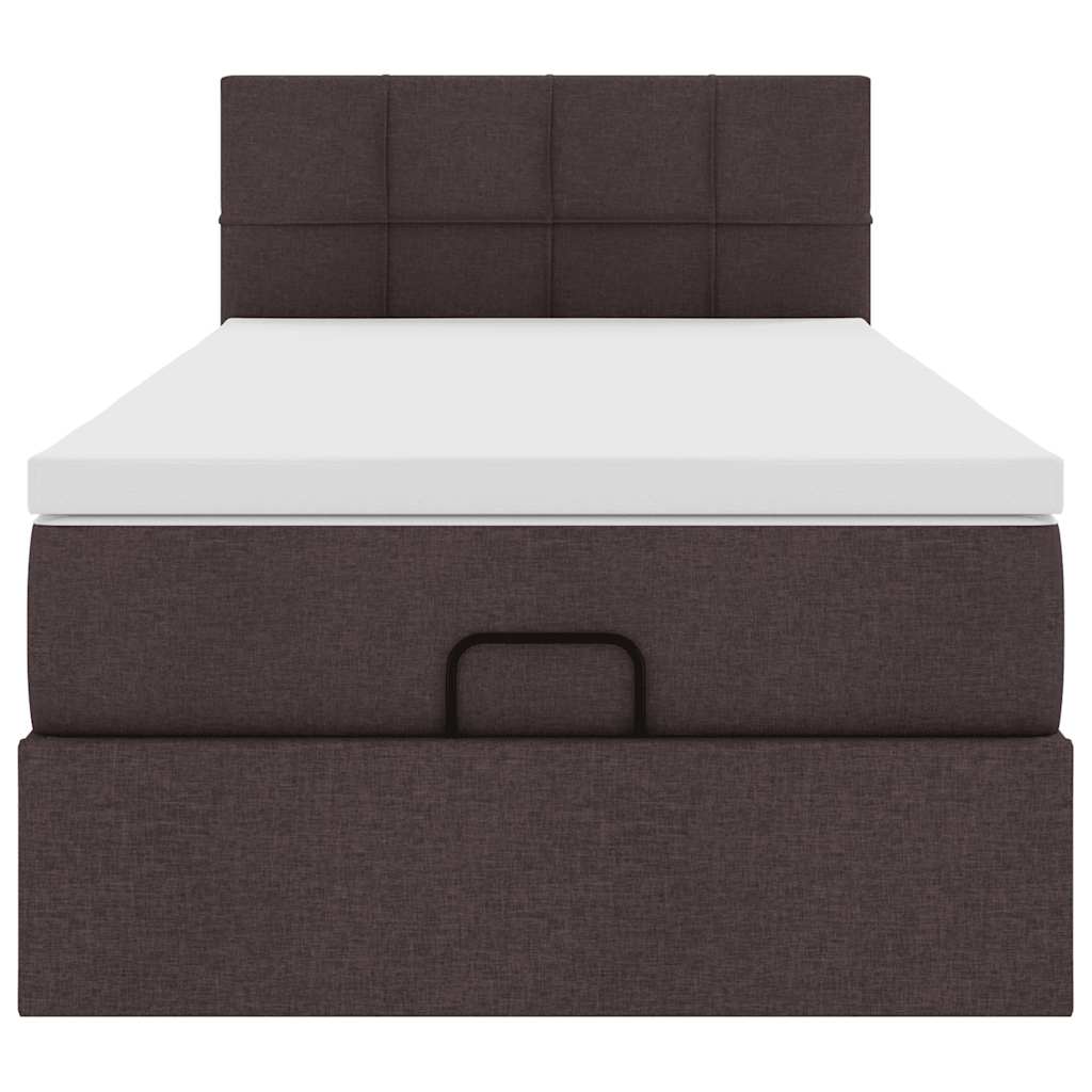 vidaXL Cama otomana con colchón marrón oscuro 100x200 cm tela