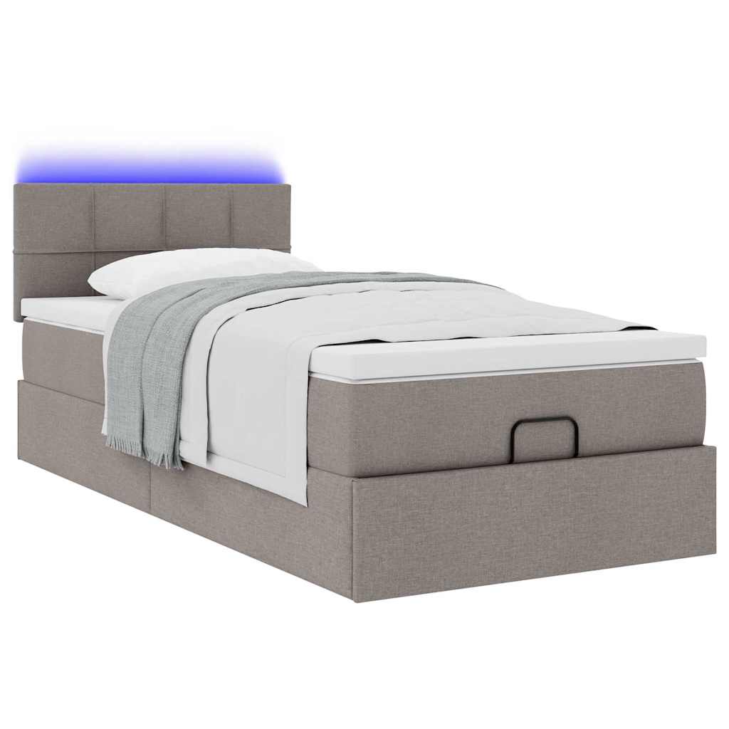 vidaXL Cama otomana con colchón tela gris pardo 100x200 cm