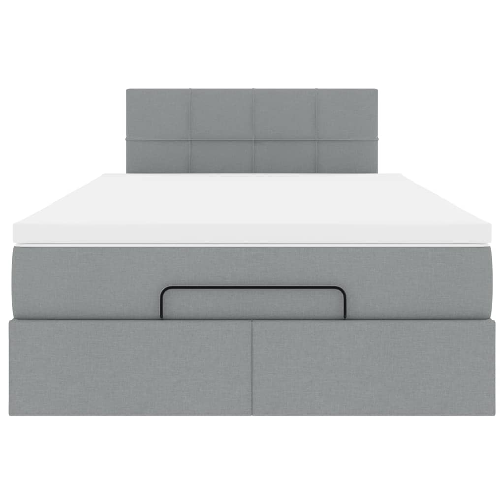 vidaXL Cama otomana con colchón gris claro 120x190 cm tela