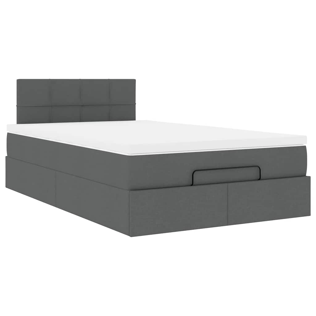 vidaXL Cama otomana con colchón gris oscuro 120x190 cm tela