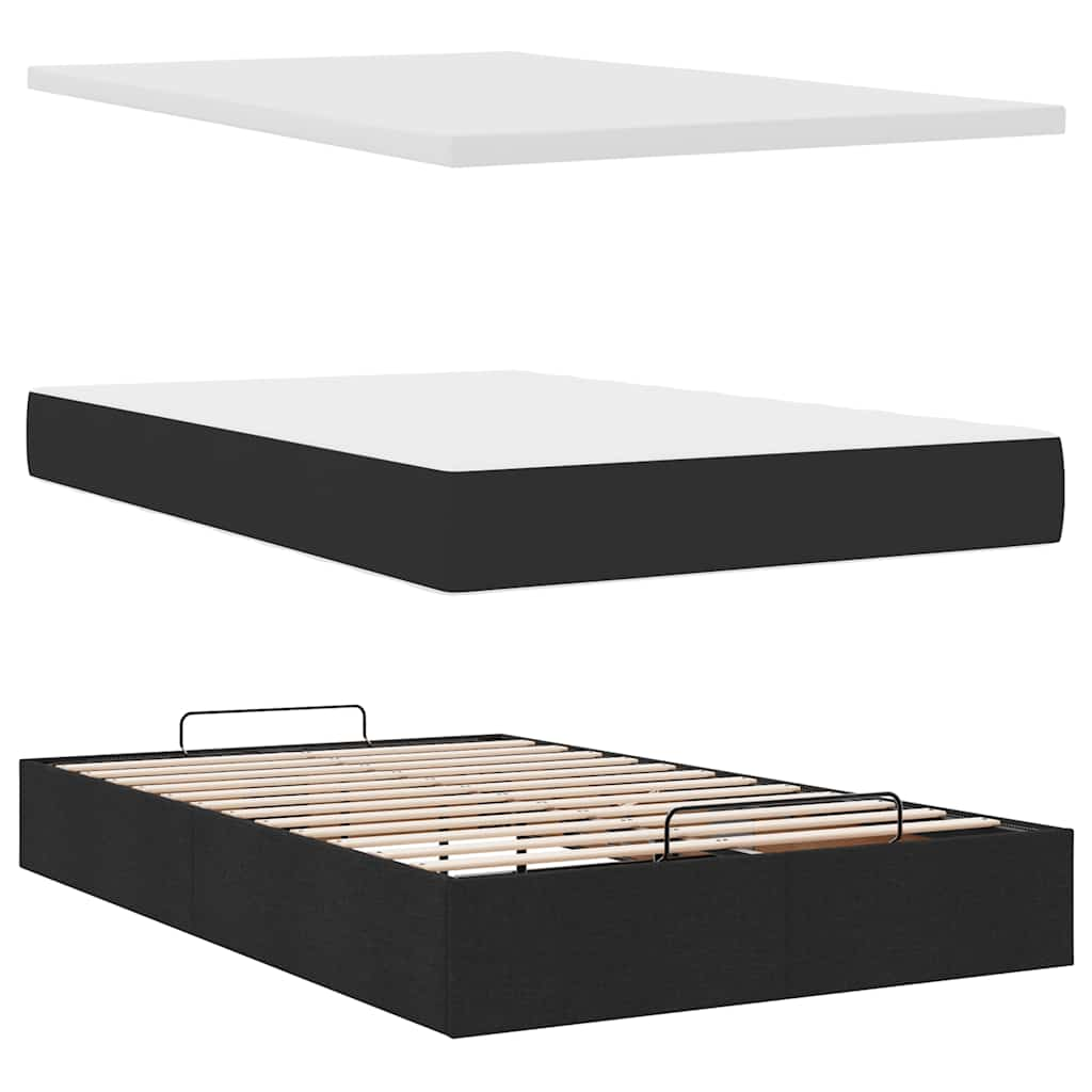 vidaXL Cama otomana con colchón negra 120x190 cm tela