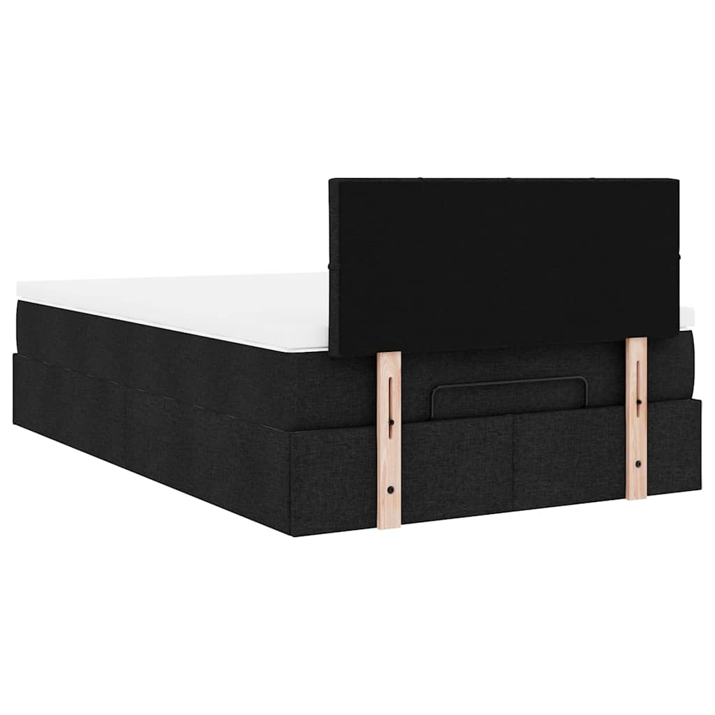 vidaXL Cama otomana con colchón negra 120x190 cm tela