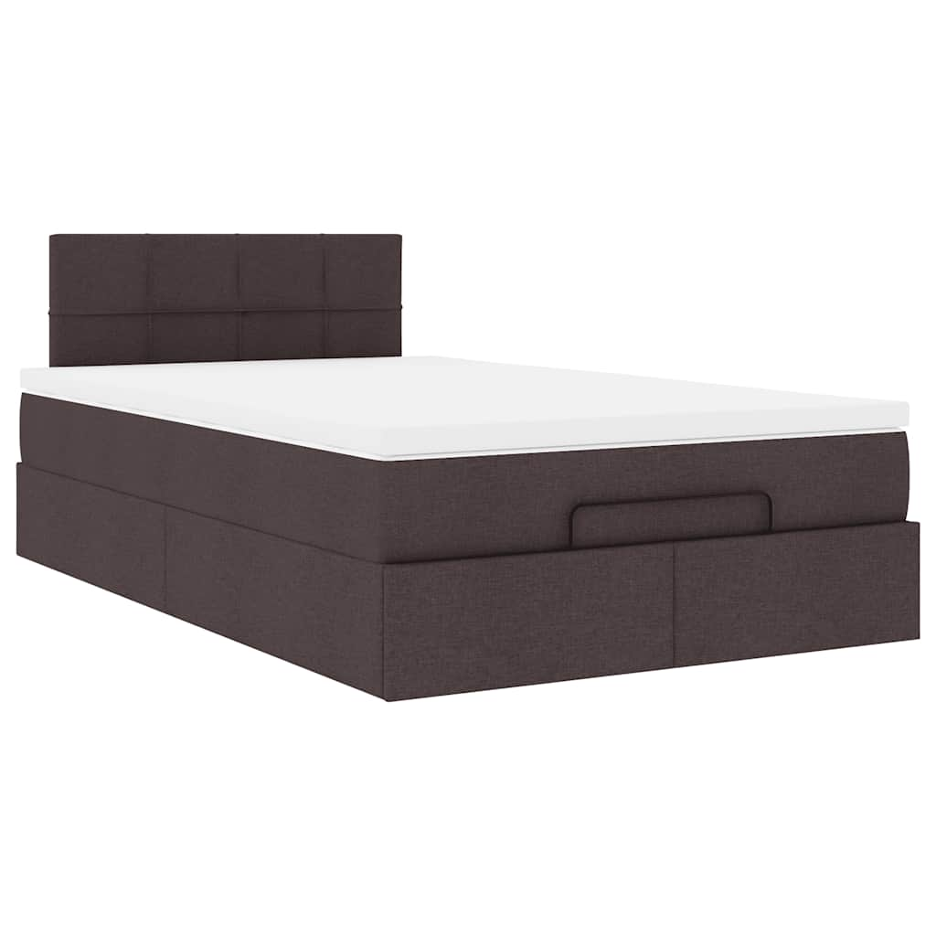 vidaXL Estructura de cama otomana colchón tela marrón oscuro 120x190cm